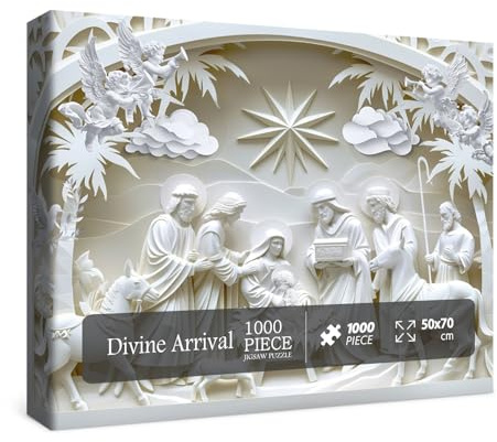 3D Nativity Scene Sculpture Puzzles for Adults 1000 Pieces, Christian Jesus Religious Bible Jigsaw Puzzles, Faith Catholic Cross Puzzle
