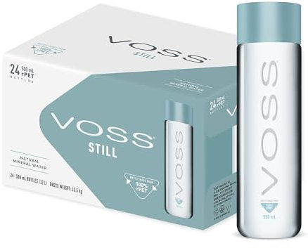 VOSS UK Artesian Still Water, Natural, Pure Water, PET Water Bottles, Bulk Pack of 24 x 500 ml
