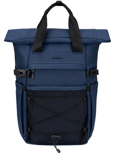 Waterfly Sac à Dos Roll Top Antivol Ordinateur Portable 16 Pouces | Rolltop Extensible, Plusieurs Poches, Femme Homme, Loisir, Voyage Travail College Randonnée