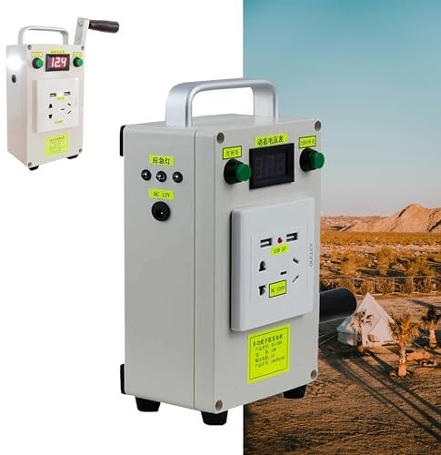 Generador de emergencia manual,generador de manivela portátil para exteriores de 30W/150W-500W con cargador USB,luz de emergencia LED,fuente de alimentación de emergencia potente para el hogar,30W