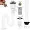 Hshenjhu Kit di Scarico Lavandino Bagno, Tubo di Scarico per Lavandino con Tubo di Scarico Flessibile, Piletta Lavabo Bagno, per Bagno Cucina Tubo Scarico Lavandino, Allungabile da 300-1000MM,Bianco