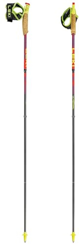 LEKI Ultratrail FX.One Superlite - Bastones de senderismo plegables de carbono ultraligeros para senderismo y trail running - rojo brillante-violeta-amarillo neón - 125 cm