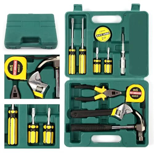 11PCS Household Hand Tools Kit DIY Hand Tool Toolbox Set with Storage Case Including Daily Repair Small Tool for Home Use
