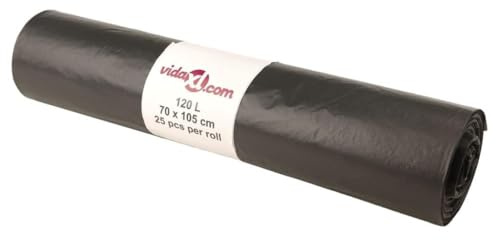 Bolsas de basura negras de 120 L, para el hogar y el jardín, 250 unidades