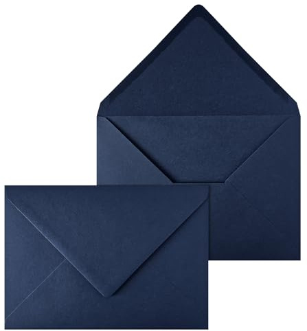 Netuno 20 stora mörkblå ribbade kuvert DIN C5 16,2 x 22,9 cm 140g eleganta ribbade kuvert med struktur för inbjudningskort bröllop jul födelsedagskort