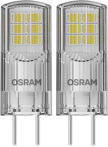 OSRAM Lámpara LED con pin con base GY6.35, blanco cálido (2700 K), de bajo voltaje de 12 V, 2.6 W, reemplazo para bombilla convencional de 30 W (Paquete de 2)