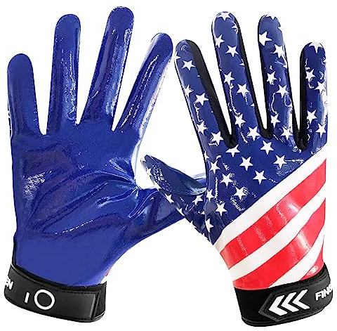 XJBTBA Guanti da Football Americano per Uomo Donna Guanti Sportivi con Palmo Ultra Aderente e Antiscivolo, Guanti da Rugby Protezione Elasticizzata Flessibile Professionale Impermeabile