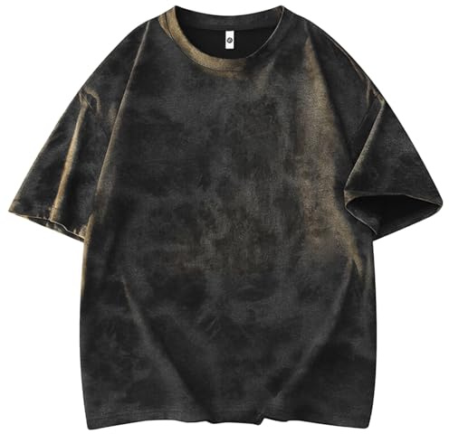 Vintage Tie Dye T Shirt da uomo a maniche corte, maglietta sportiva casual estiva top basic top streetwear, maglietta estiva gradient batik, maglietta oversize, scollo rotondo, stampa, O nero., XXL