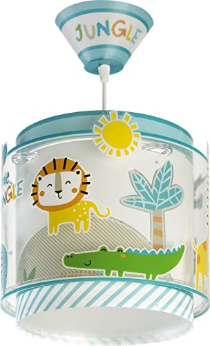 Dalber kinderlampe Pendelleuchte Hängelampe My Little Jungle Dschungel Tiere Löwen Elefanten Giraffen Krokodil, Bunt