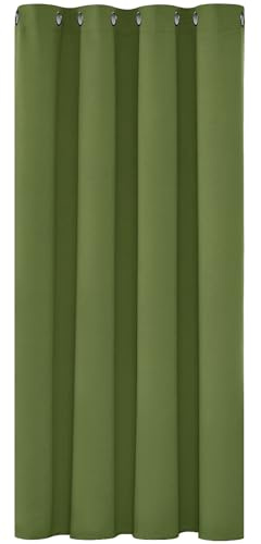 Deconovo Christmas Decorations Blackout Curtain Thermal Insulated Eyelet Ring Top Curtain for Bedroom 52x 54 Grass 1 Panel