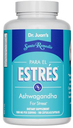 Santo Remedio Ashwagandha Capsules by Dr. Juan Rivera, Stress Support Supplement, 1000 mg Per Serving, 180 Vegetarian Capsules, No Artificial Flavors, Sugar & Sodium Free, Daily Wellness Support
