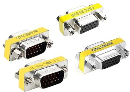 LuoQiuFa 4 pcs VGA SVGA HD15 Male-to-Male/Female to Female Mini Gender Converter Coupler Cable AdapterConnector