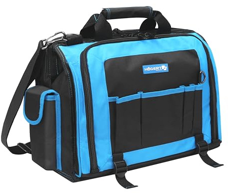 Högert Technik - Strapazierfähige Elektrikertasche | Werkzeugtasche Elektriker | Multifunktion für Heimwerker Handwerker | aus 600D-Polyester | 3 Seitentaschen | 4 Außentaschen | 3 Hauptfächer