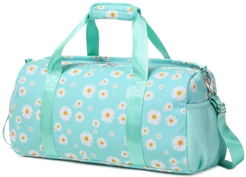 Sac de Sport Enfant Fille Sac Polochon Enfant Sac de Voyage Grande Capacité avec Compartiment à Chaussures et Poche Humide