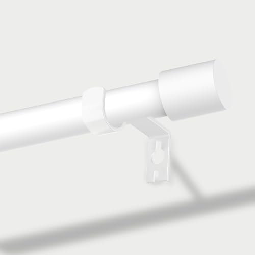 PadPure Gardinenstange Edelstahl 76-140cm, Vorhangstange mit Verstellbar Halterungen & Endstücken, für Küche/Balkon/Schlafzimmer, 16mm Durchmesser 0.8mm Stärke (Weiß)