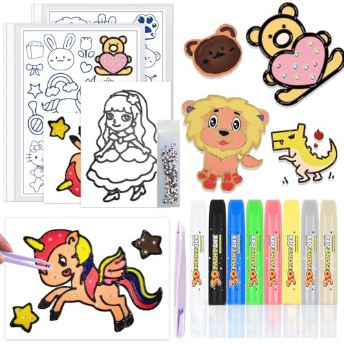 SPHERETRON Juego de colores para ventanas para niños, 8 colores para ventanas, juego de colores para niños a partir de 3, 4, 5, 6, 7, Windows Colors para contornos, colores para manualidades, vidrio