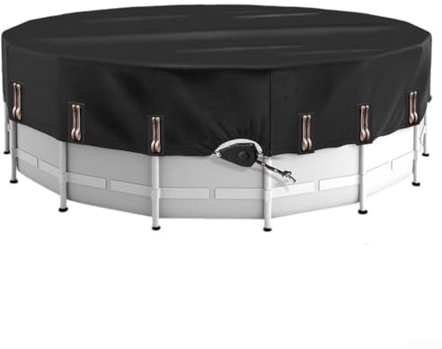 Bâche de protection solaire ronde de 3 à 5,5 m pour piscine hors sol, housse de protection avec cordon de serrage, housse de baignoire d'extérieur Oxford imperméable et résistante à la poussière (5,5