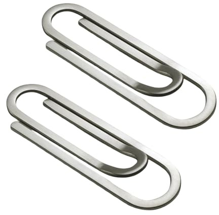 2 Pieces Men's Stainless Steel Money Clips Decoration Office Paper Clips Money Clip Easy to Carry Money Clip for Men Silver for Office School Bill Paper Cash Documents, Silver