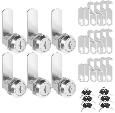 Lot de 6 Serrure Boite aux Lettres 20mm, Serrure Encastrée avec 4 Plaques de Serrure Différentes, Barillet pour Boite aux Lettres, Serrure pour Placard Meuble Armoire Casier Classeur