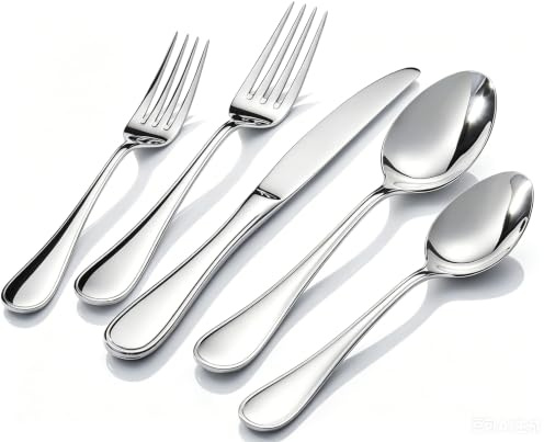 Cubiertos de Mesa 20 Piezas Acero Inoxidable, Set Completo para 4 Personas, Brillante, Resistente y Lavable en Lavavajillas para Cocina y Restaurante