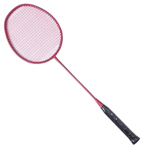 CaFfen Badminton Set Racchetta Singola da Badminton Leggera for Studenti e Donne, in Fibra di Carbonio(Rose Red Single Shot)