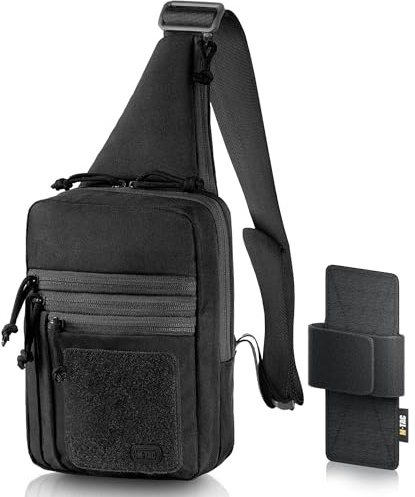 M-Tac Sling Bag for Men & Women - EDC Shoulder Pack - Crossbody Tactical Chest Bag - Everyday Tactical Gear (Black Loop Panel)