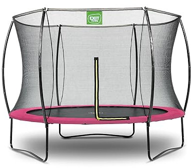 EXIT Toys Silhouette Trampolin - ø244cm - Kompaktes Rundes Gartentrampolin Outdoor für Kinder - Mit Sicherheitsnetz und Fußschutzsystem - Preisgünstig - Sicherer Einstieg - Gute Sprungkraft - Rosa