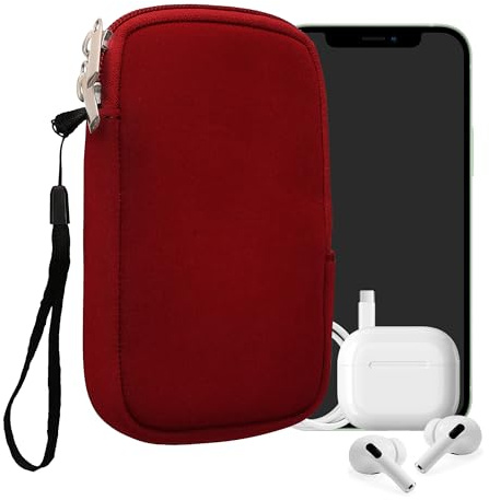 kwmobile Estuche de Neopreno Universal para Smartphone - Funda Protectora con Cremallera para S - 4,5 Rojo