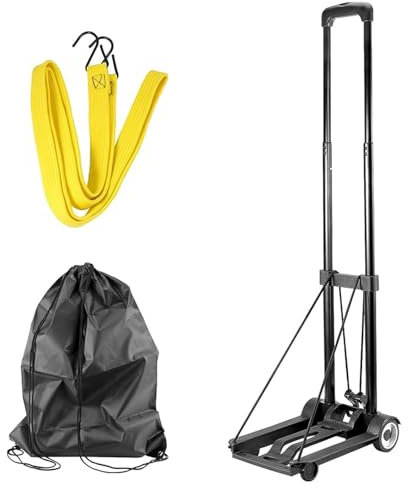 HOZEON Carretilla de mano plegable, 25 kg y 25 kg, carro utilitario de construcción sólida resistente para equipaje, ligero, compacto, portátil, plegable, para equipaje, viajes, compras, oficina,