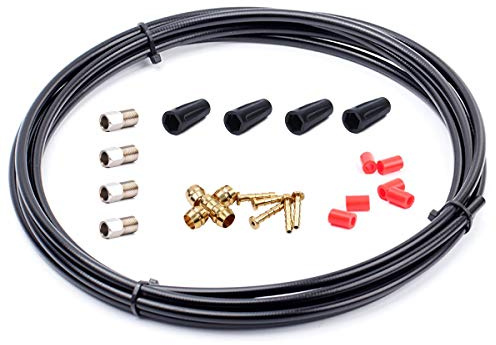 Farbetter 2500mm Bicycle Hydraulic Disc Brake Hose Complete Kit for Shimano BH59 System Included 4PCS Lever Covers, 4PCS Compression Nuts, 6PCS Protective sleeves, 5PCS Oliver and 5PCS Inserts (Black)
