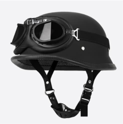 Motorrad Halbschalenhelm Skull Cap ECE-Geprüft,Unisex Skull Cap Half Face Helme,Retro Jethelm Für Erwachsene Herren Damen,Vintage Moped Biker Cruiser Halbhelm D,L=59-60CM
