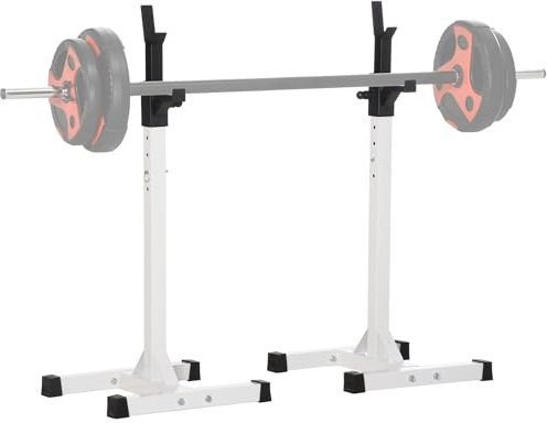 HOMCOM Soporte para Pesas Soporte Barra Pesas 52x48x105-160 cm Blanco