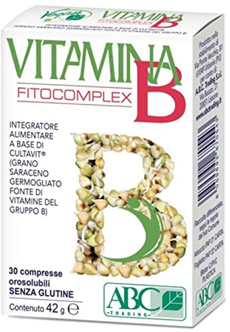 ABC TRADING VITAMINA B Fitocomplex, complesso di Vitamine B a base di Cultavit 100% naturale. Confezione da 30 compresse orosolubili