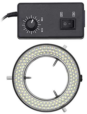 JUIYU mikroskoptillbehörssats 144. LED mikroskopringlampa, belysning med adapter för stereomikroskopcirkel ljus mikroscopio-objektiv kamera-förstoringsglas mikroskopiska objektbärare