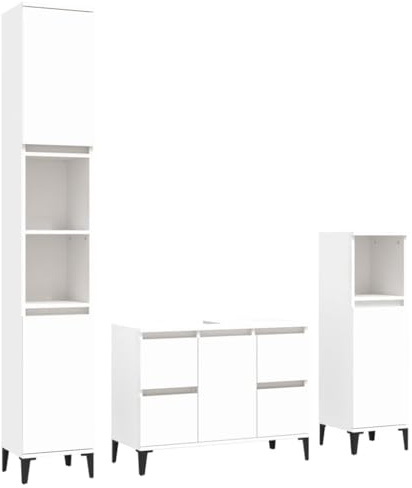 vidaXL Juego de Muebles de baño 3 pzas Madera contrachapada Blanco