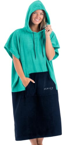 Osprey Towel Poncho, Unisex Hooded Surf Poncho, Beach Changing Robe for Men and Women, With Stowaway Design, Multiple Colours