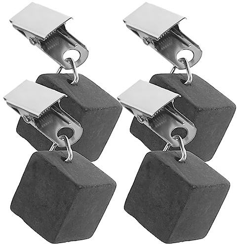 BESTonZON 4 pinzas de peso para manteles, pesos pesados para manteles con clip, pesos para manteles, manteles blancos, colgadores para manteles de camping, mesas de pícnic, colgantes