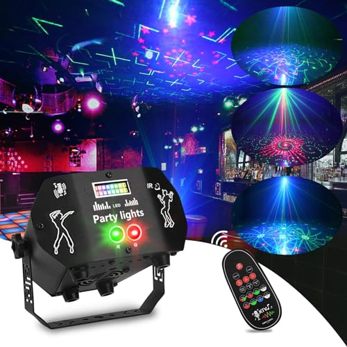 Nauotk Luce da Palco con Telecomando, 60 Modalità RGB, Luce da Discoteca Controllata da Musica e Strobo, Palla da Discoteca ad Attivazione Vocale con Cavo USB da 2m per Halloween, Festa, Natale