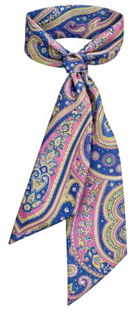 Remo Sartori - Cravatta Foulard in Seta Donna Bandeau Sciarpina per Collo, Borse e Polso (Blu damascato)