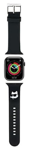 KARL LAGERFELD KLAWMSLCNK Uhrenarmband für Apple Watch 38/40/41mm Schwarz strap 3D Rubber Choupette Heads