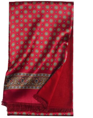 XUYUZUAU Sciarpe Uomo in Seta 100% Sciarpa con Fodera in Seta Spazzolata Scaldacollo con Nappe Autunno Inverno, 168*25cm