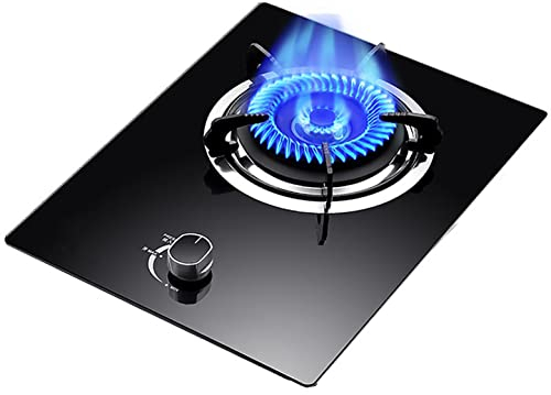 Placa de gas Estufa de gas, accesorios de cocina de escritorio para el hogar, utensilios de cocina, gas natural/propano, panel de vidrio templado negro a prueba de explosiones, para calentar, co