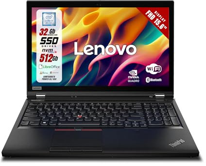 Lenovo ThinkPad, Pc Portatile Notebook Display 15,6 pollici 1920 x 1080 Full HD, Intel i7-9850H Ram 32Gb SSD 512Gb Win 11 GPU Quadro T2000 4Gb (Ricondizionato)