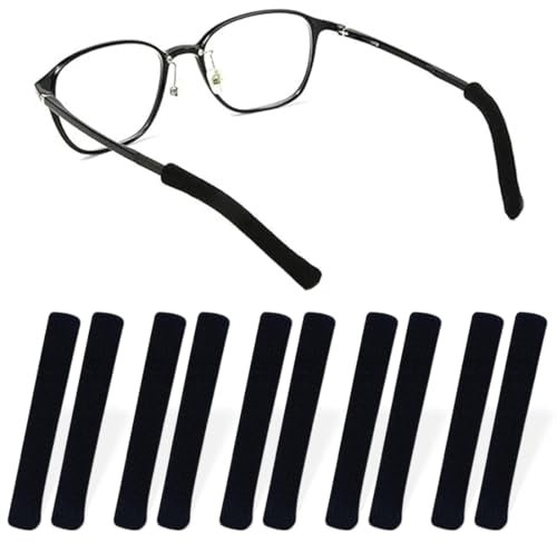 5 paires de protège-bras pour lunettes, lunettes tricotées antidérapantes, lunettes antidérapantes, lunettes tricotées antidérapantes, lunettes de soleil et accessoires pour lunettes de lecture (noir)