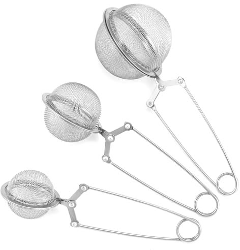 QWORK® 3 Pezzi pinze tè, infusore tè in acciaio inossidabile 304, infusi in palline per tè sfuso