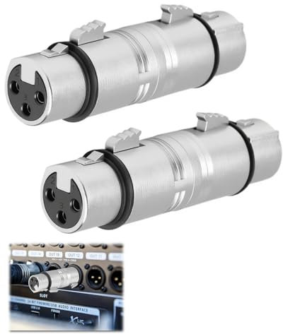 2 Pack XLR 3-Pin Female to Female Adapter Gender Changer Mic Barrel Universal Extension Expand Connectors for Microphones RF Audio Interfaces Mixing Consoles Power Amplifiers Cameras Sound Cards