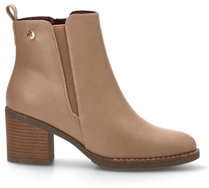 Etika Botines de Plataforma y Tacón Alto para Mujer, Botín de Punta Cuadrada Estilo Calcetín con Tacón Ancho de 6,5cm, Modelo 11051 Taupe - 36
