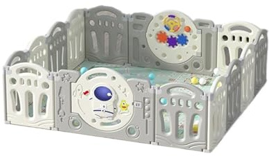 Veitoalioy Parque Infantil Bebe, Parque de Juegos para Bebes Plegable Interiores Exteriores, Centro de Actividades Infantiles con Espuma Anticolisión, Corralito Bebe Grande Niños (Y 12+2)