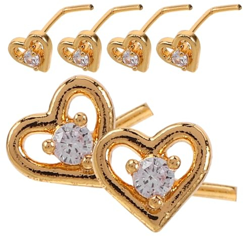 iplusmile 6 Piezas De Aro De Nariz Con Forma De Corazón Con Forma De Gancho Torcido Para Labio Para Tabique Nasal Pequeño Para Ombligo Dorado