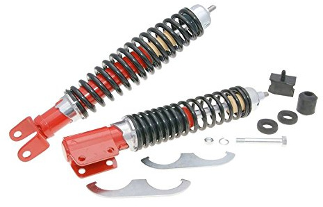 Kit ammortizzatori Carbone Sport rosso/nero anteriore posteriore compatibile con V E S P A P200E / PX200E 200cc, PX 150cc